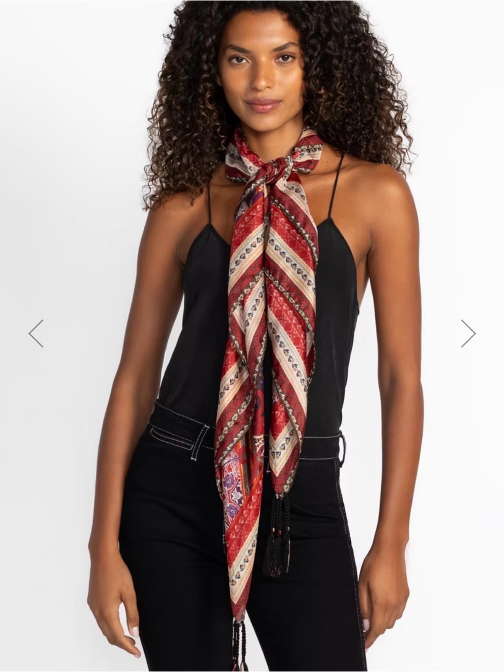 JOHNNY WAS Clarisa NWT 100% Silk Tassel Scarf Wrap Bandana 44” x 44”